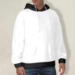 Men's White & Black Solid Flannel Hoodie
