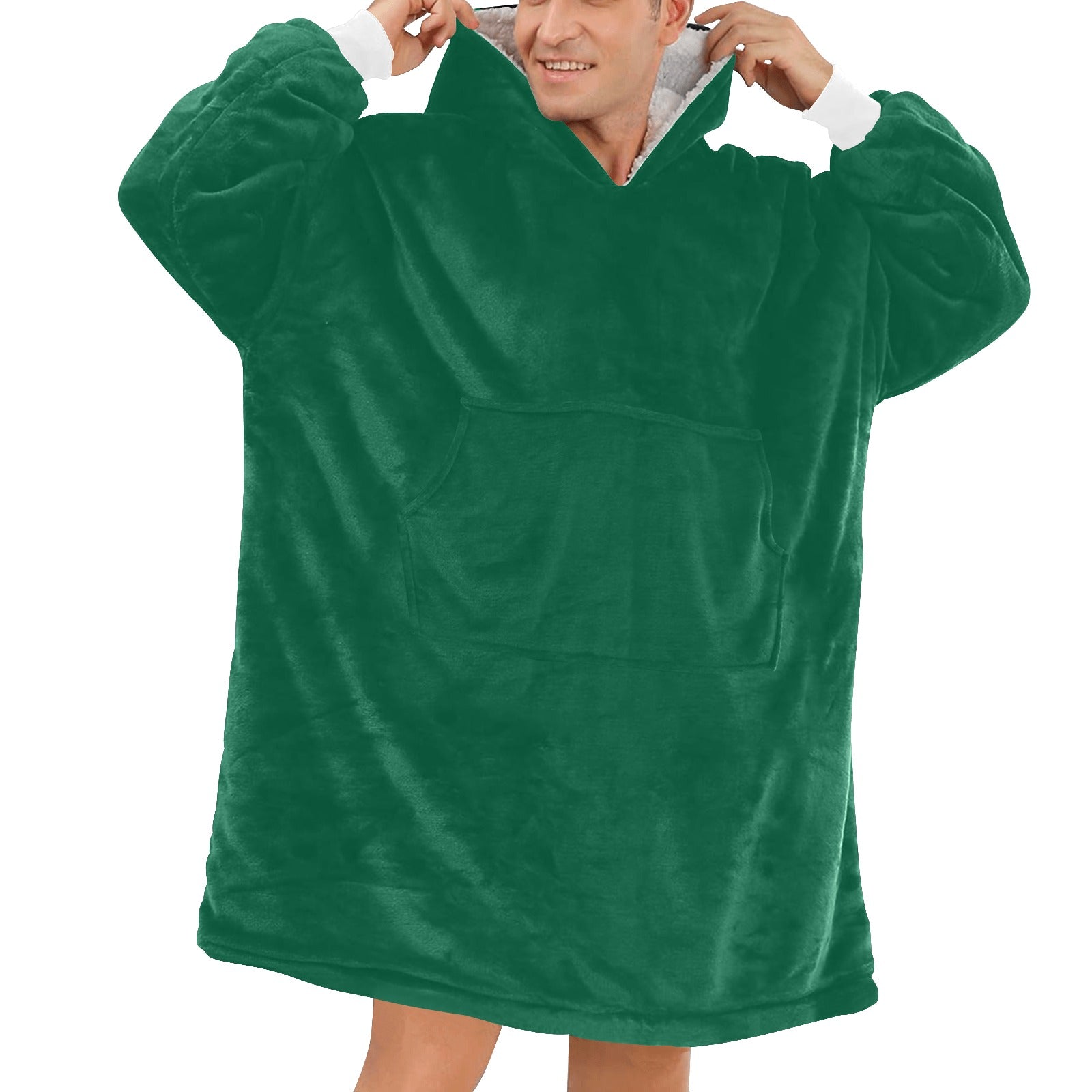 Men's Bottle Green Solid Blanket Hoodie