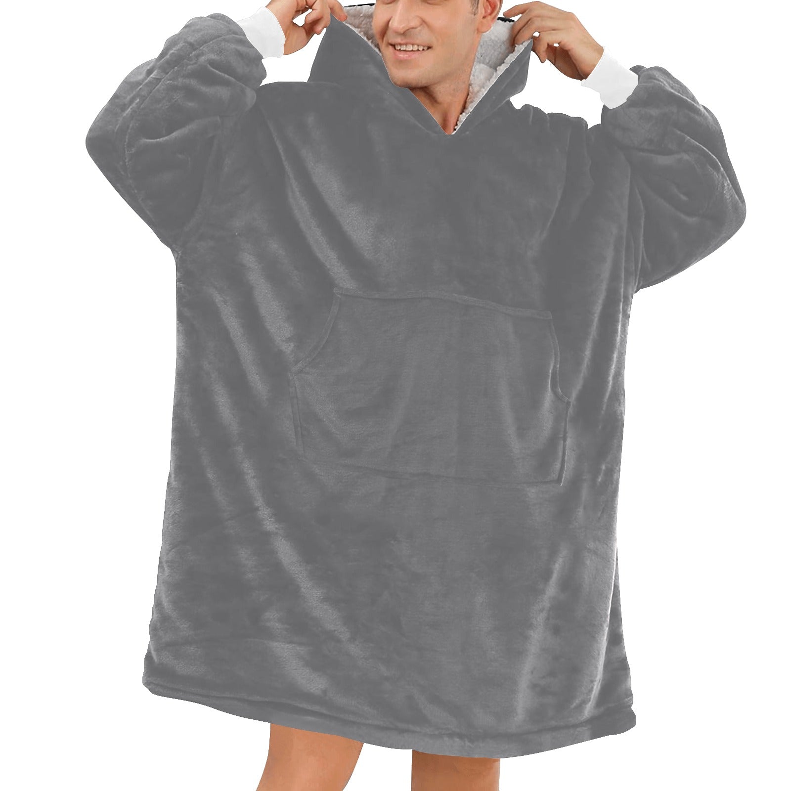 Men's Dim Grey Solid Blanket Hoodie