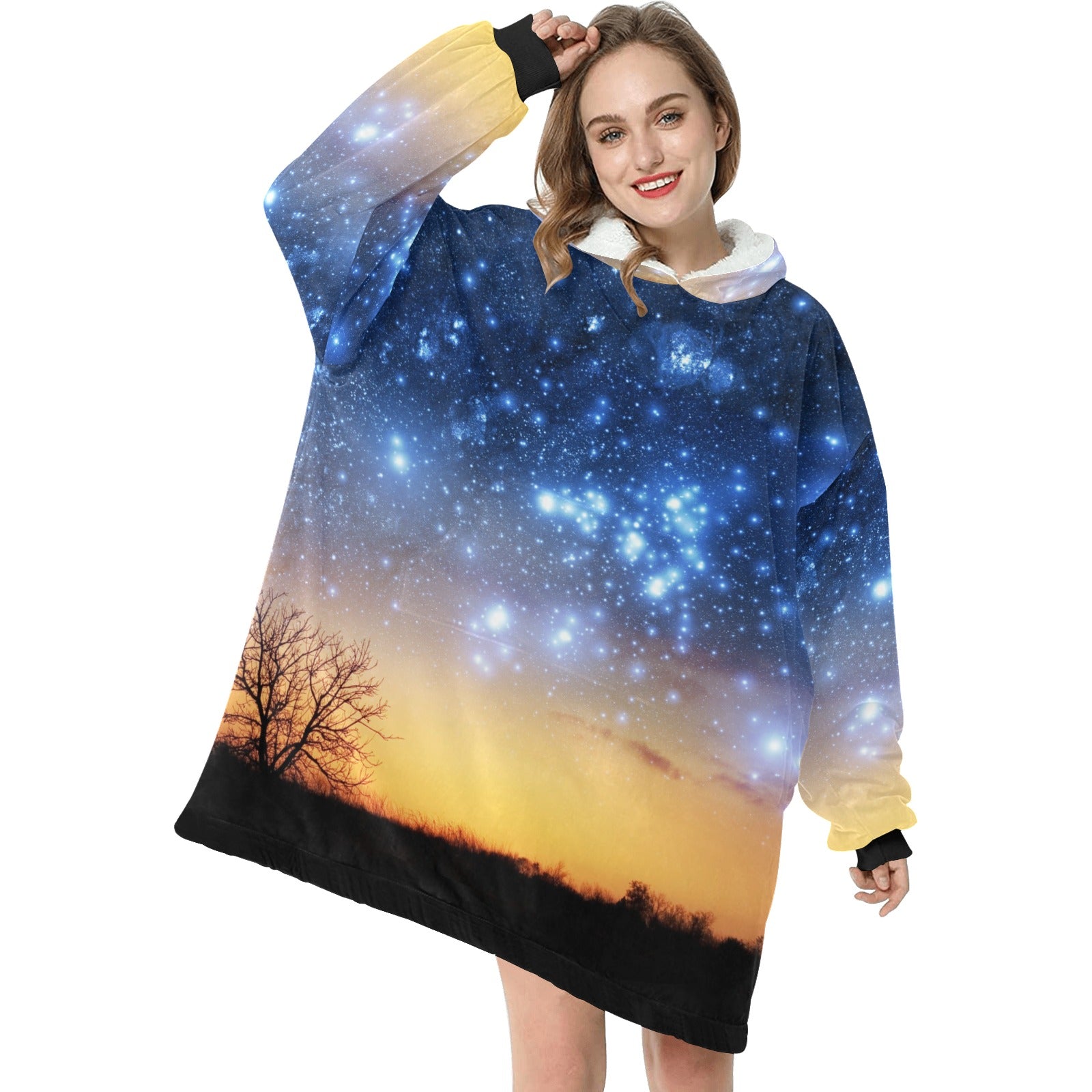 Women's Starry Nebula Abstract Blanket Hoodie