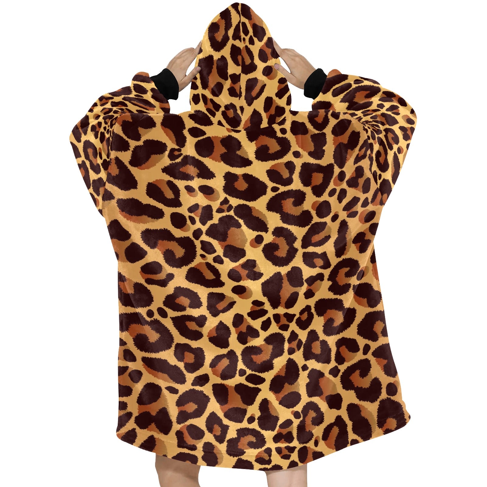 Women's Dark Leopard Print Abstract Blanket Hoodie