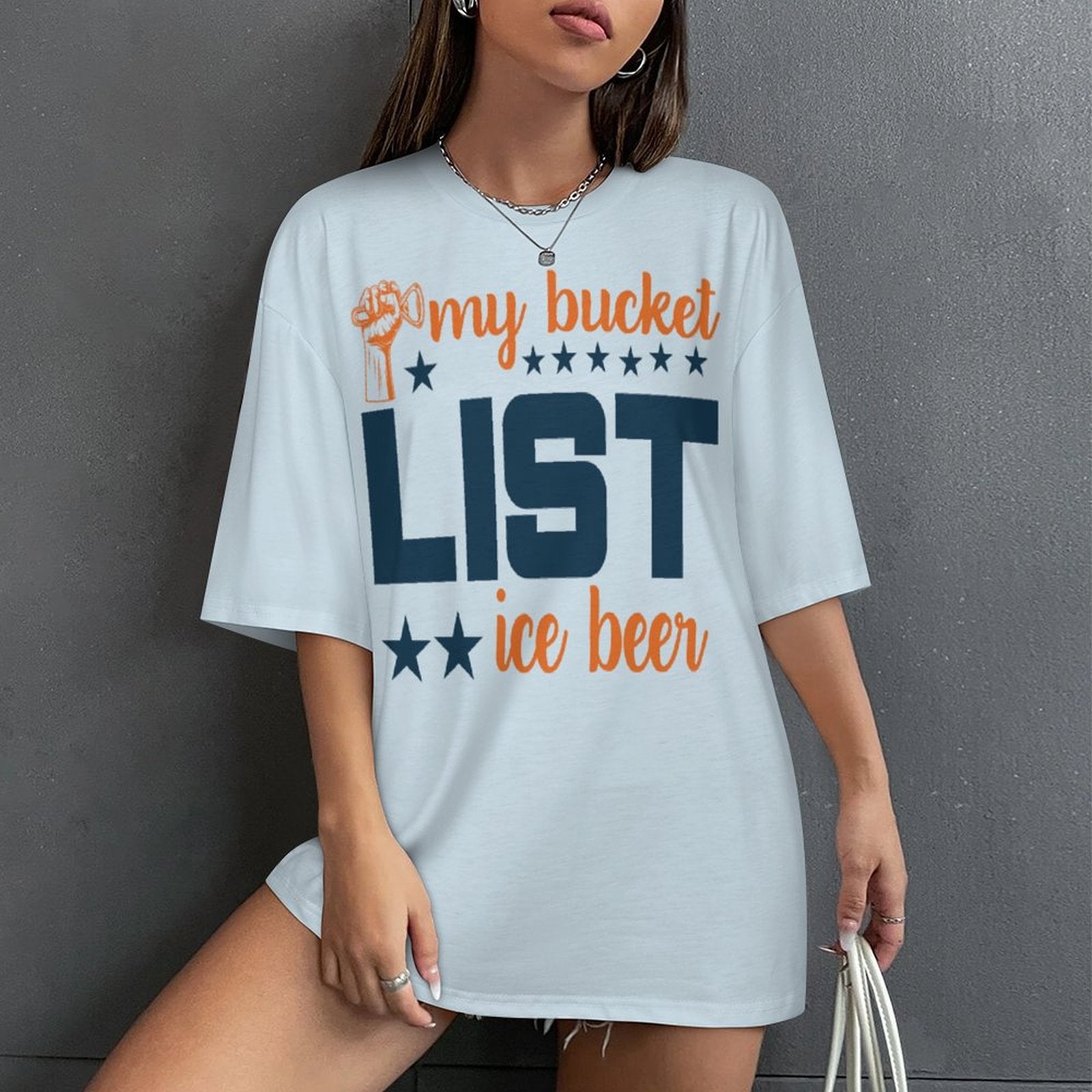 Women's My Bucket List Typography Oversized T-shirt