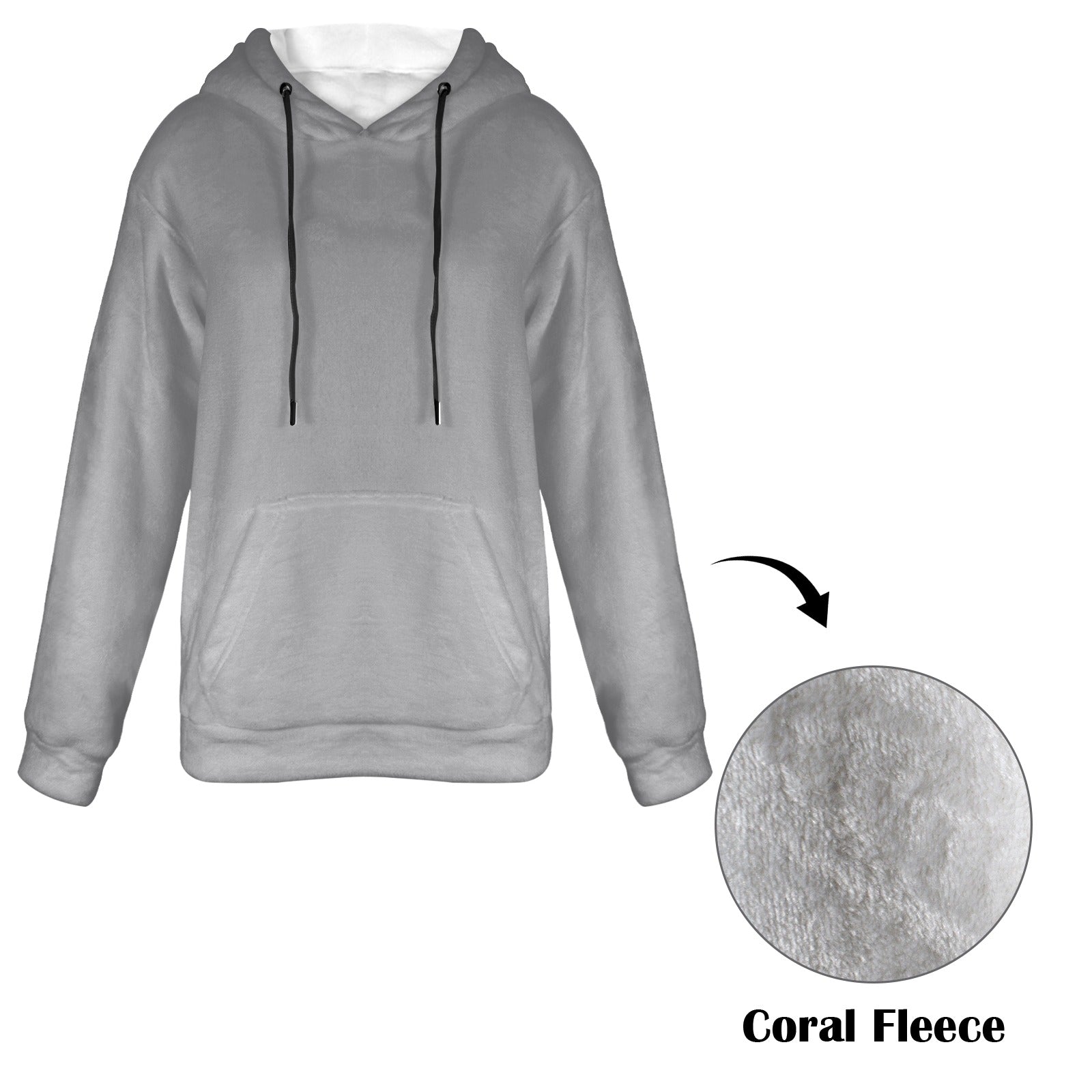 Women's Dim Grey Solid Flannel Hoodie