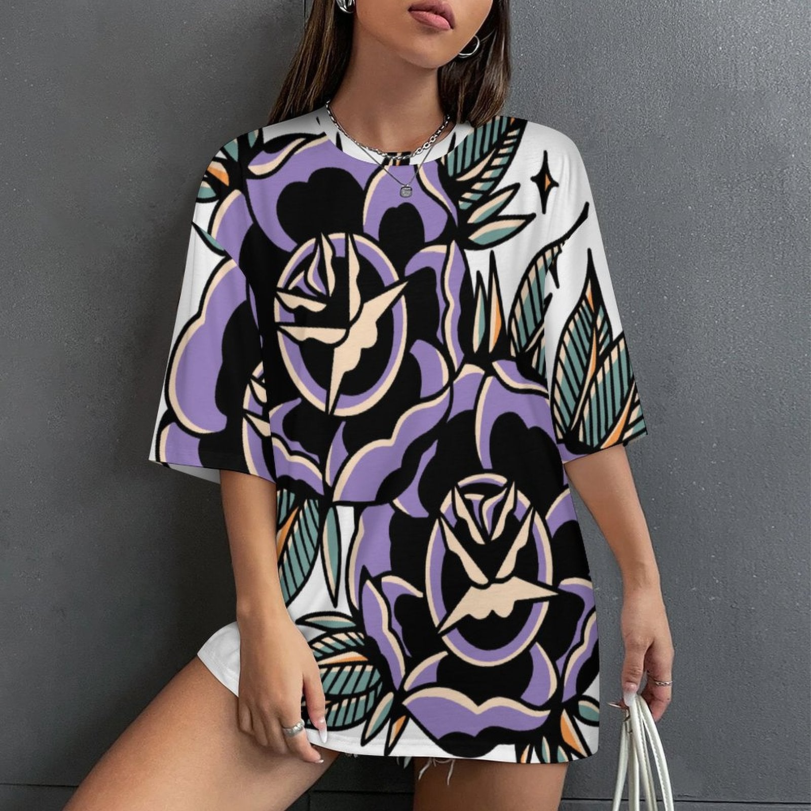 Women's Violet Rose Acid & Punk Oversized T-shirt