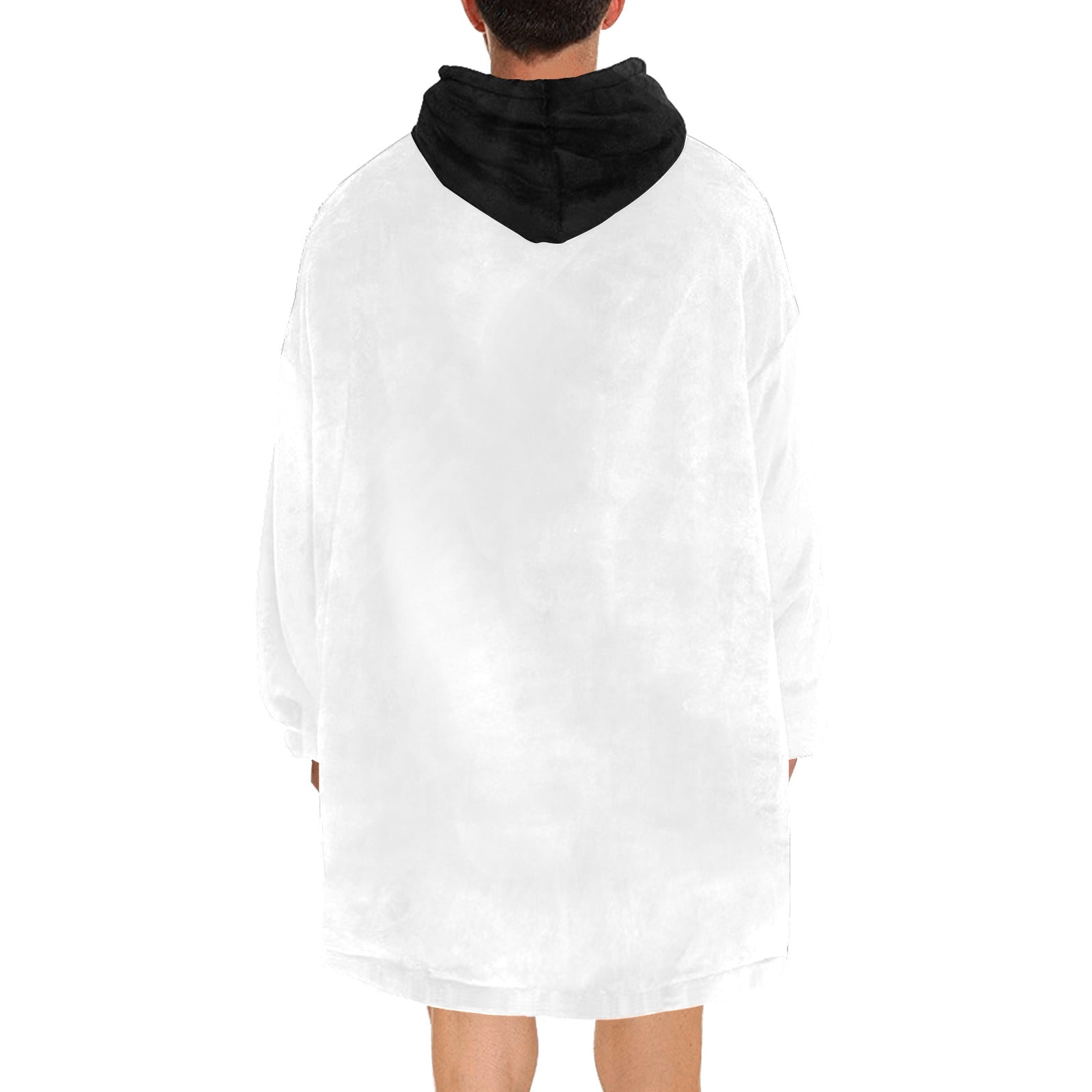 Men's White & Black Solid Blanket Hoodie