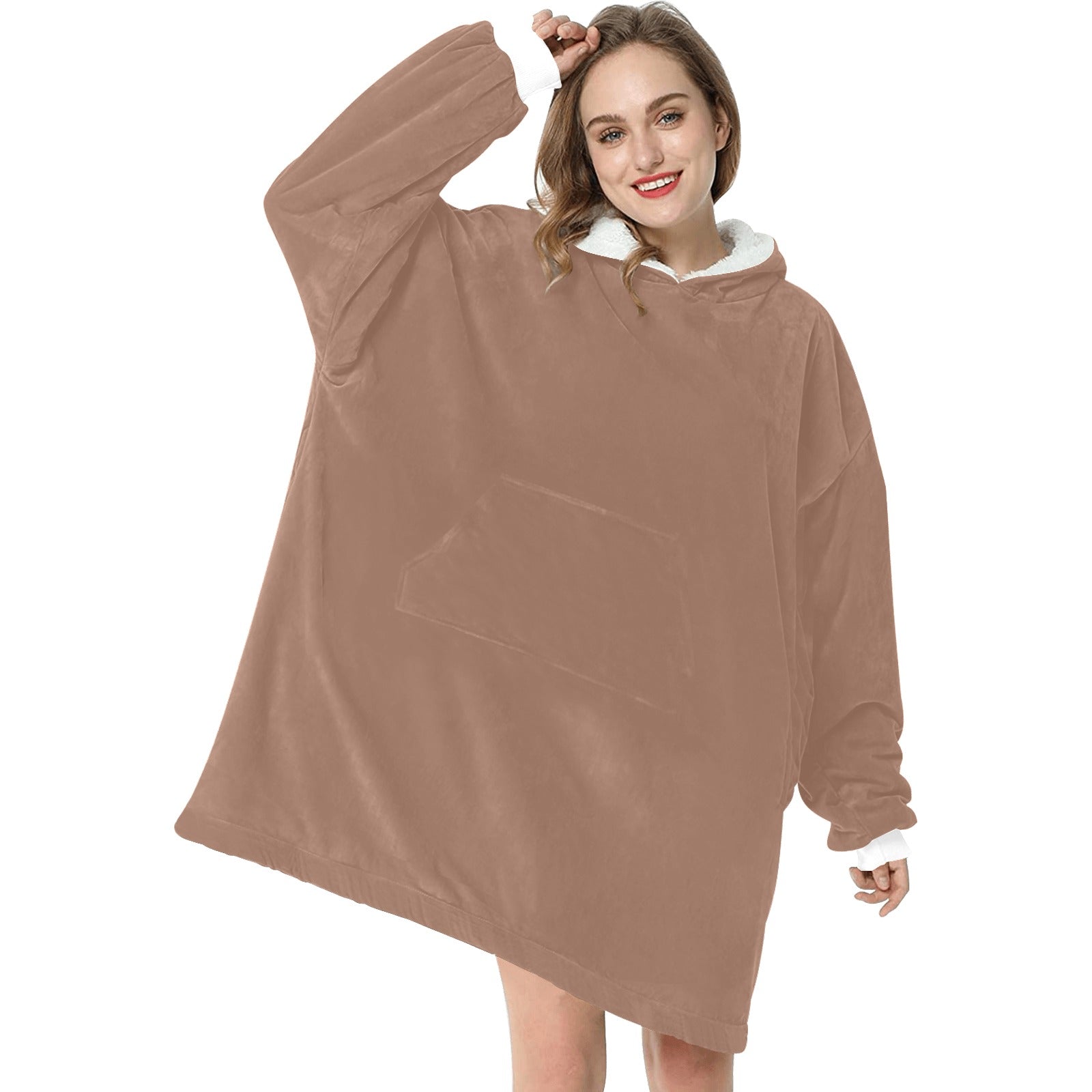 Women's Medium Mocha Mousse Solid Blanket Hoodie