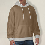 Men's Mocha & Light Grey Solid Flannel Hoodie