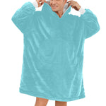 Men's Sea Blue Solid Blanket Hoodie