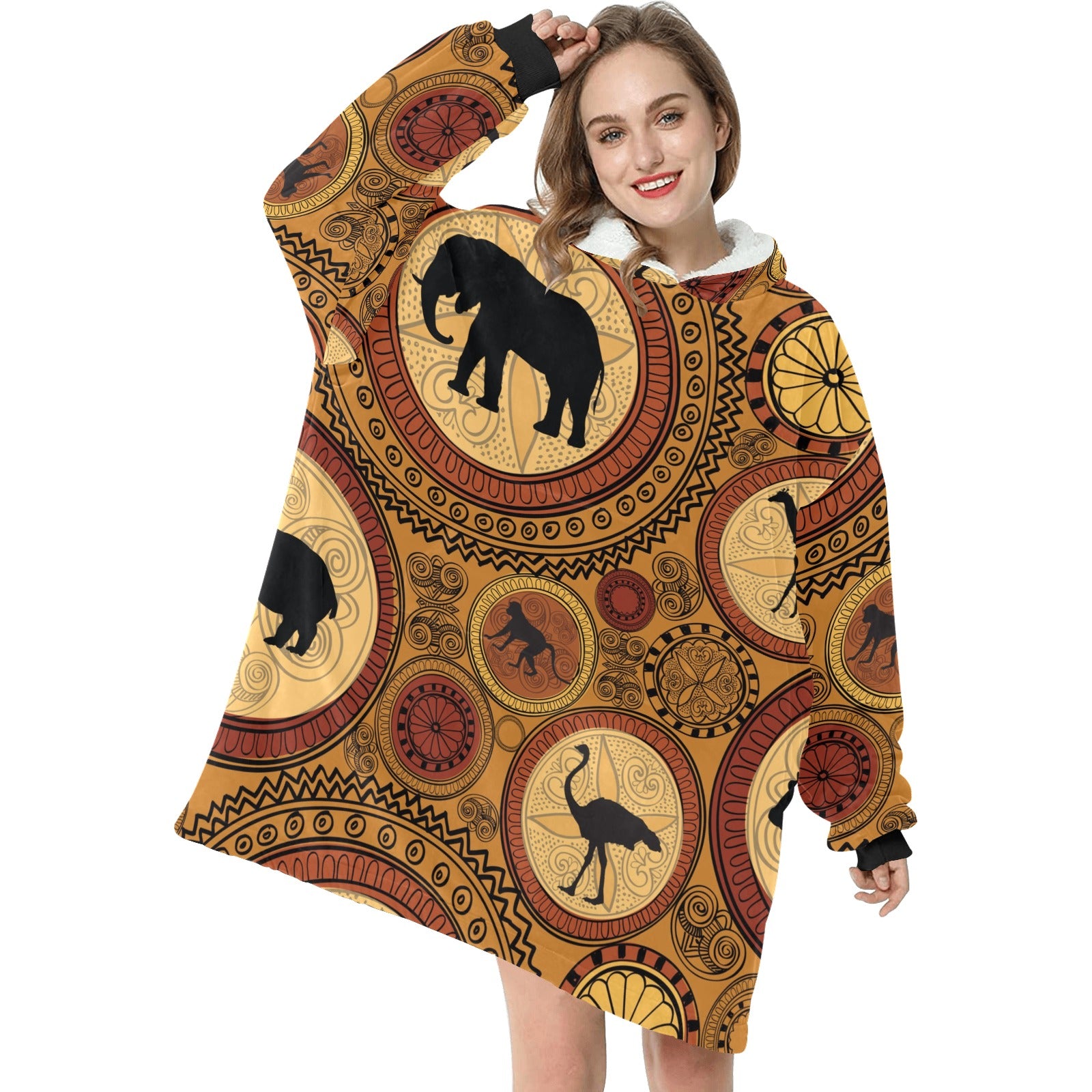 Women's African Ethnic Pattern Abstract Blanket Hoodie