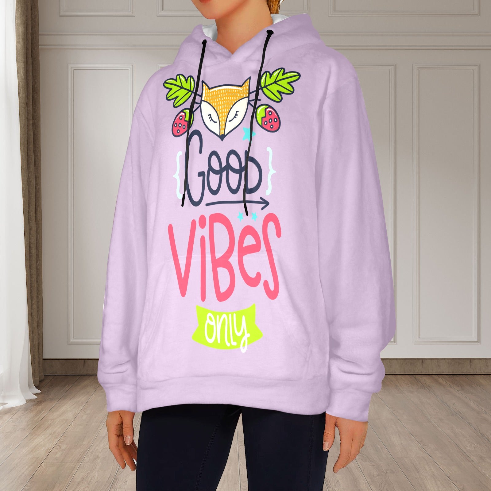 Women's Good Vibes Abstract Flannel Hoodie