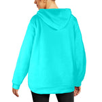 Women's Bright Turquoise Solid Flannel Hoodie