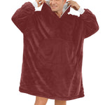 Men's Wine Solid Blanket Hoodie