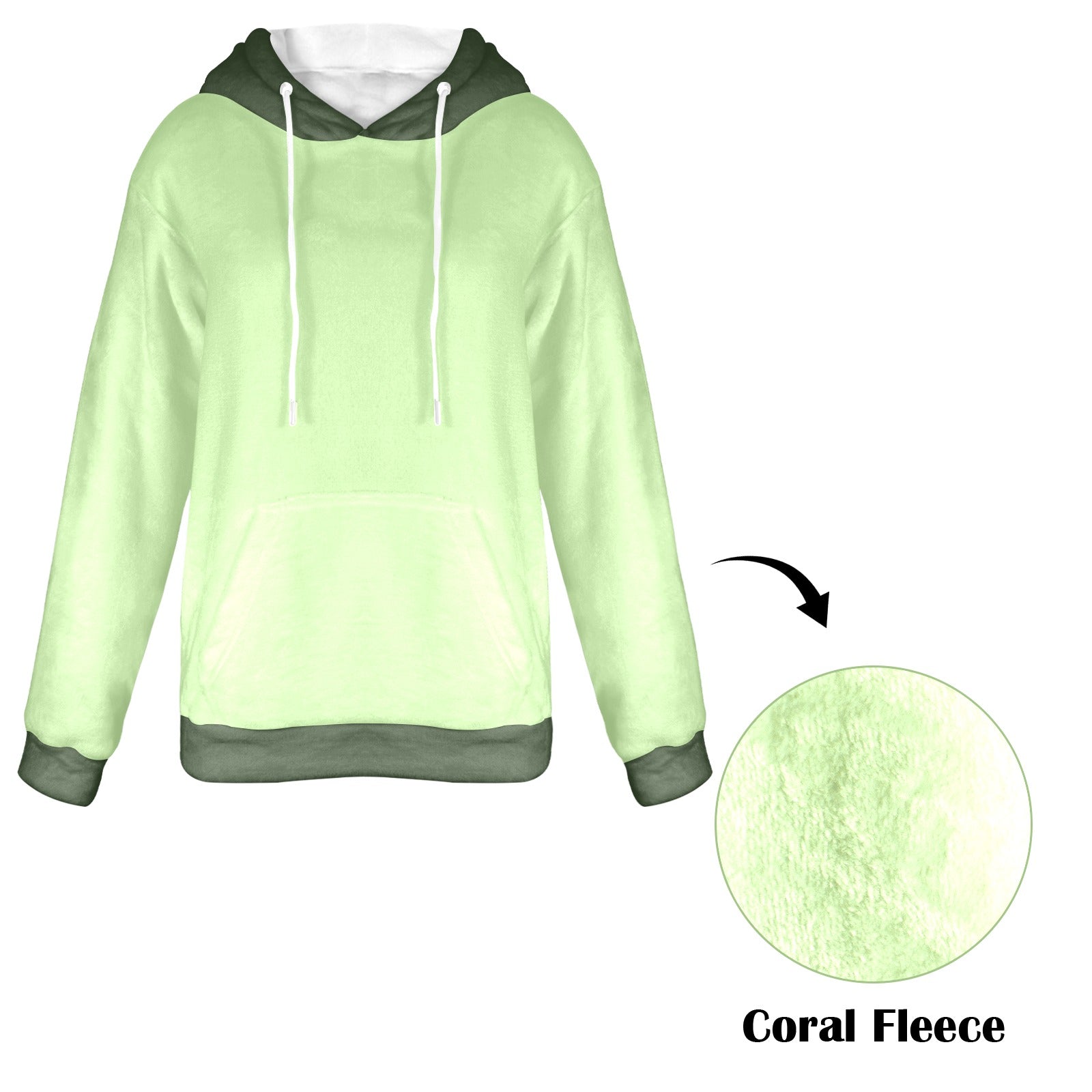 Women's Moss Green & Rifle Green Solid Flannel Hoodie