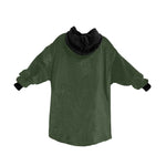 Women's Rifle Green & Black Solid Blanket Hoodie