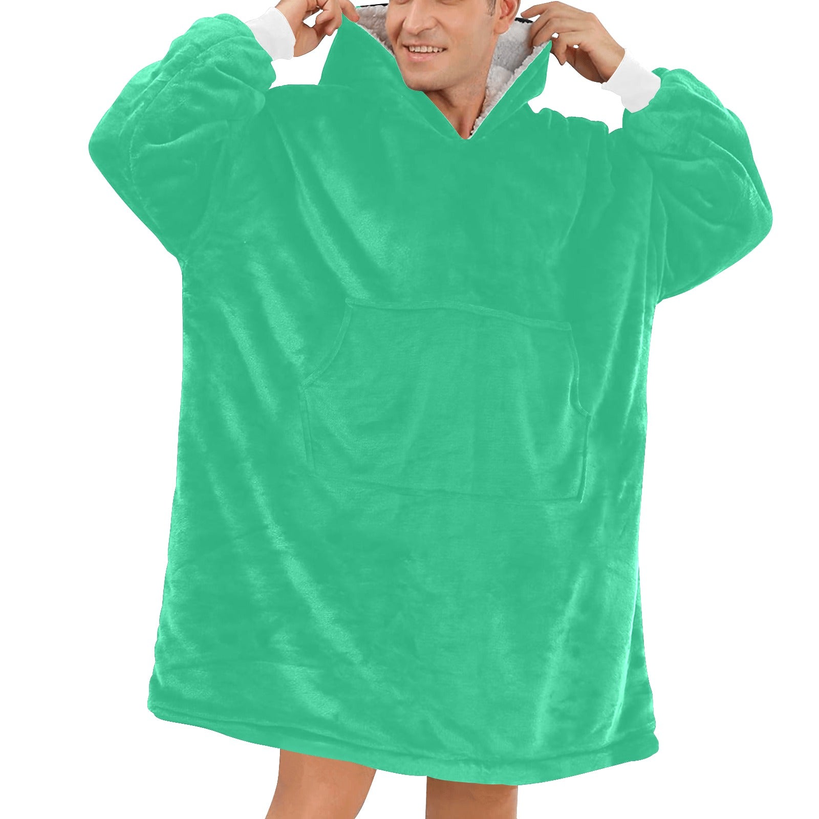 Men's Medium Spring Green Solid Blanket Hoodie