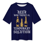 Men's Beer Solution Typography Oversized T-shirt