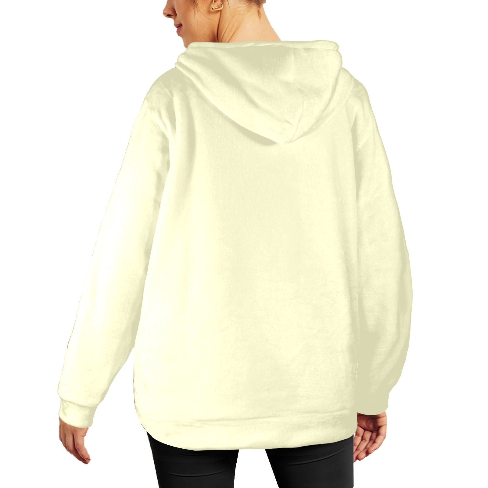 Women's Light Goldenrod Yellow Solid Flannel Hoodie