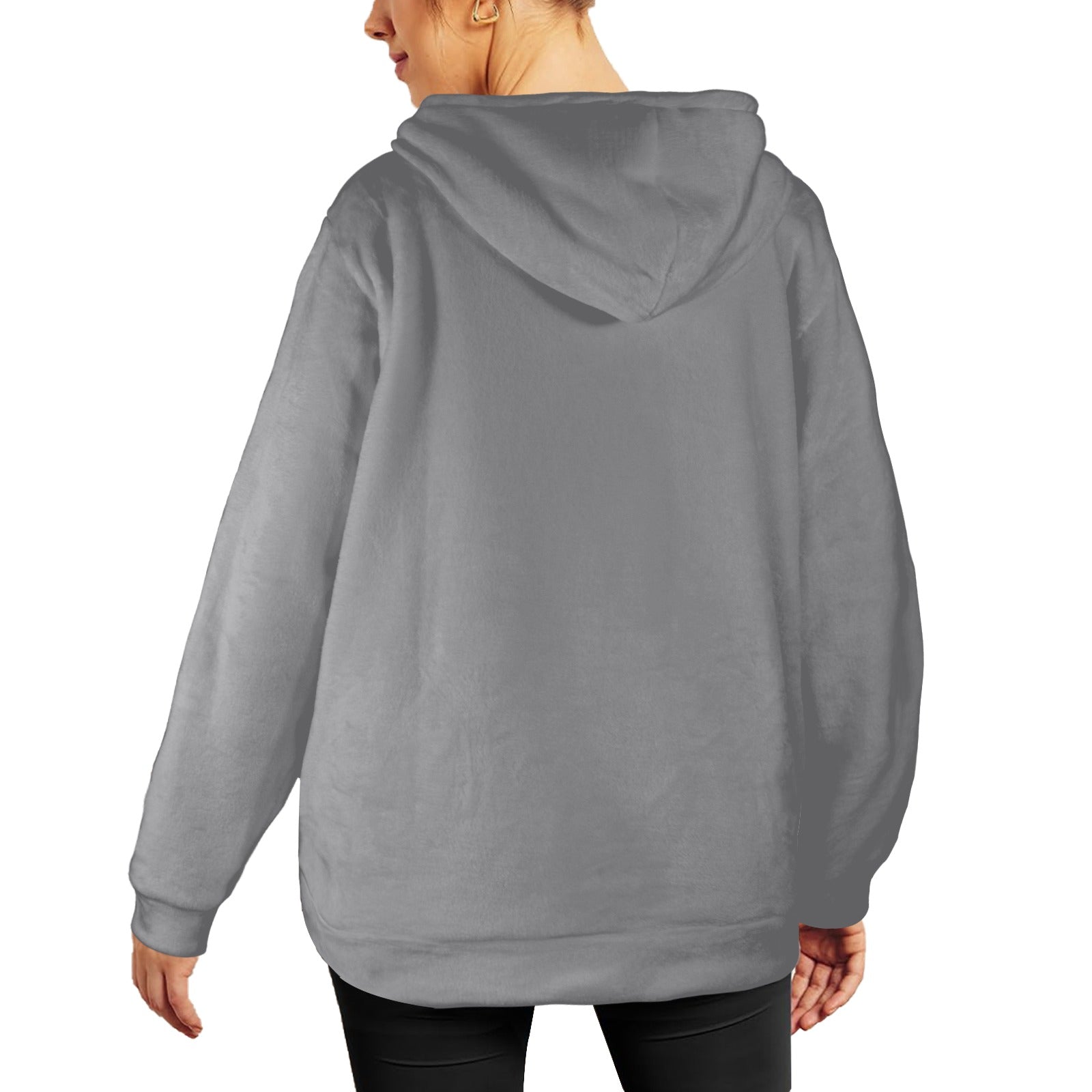 Women's Dim Grey Solid Flannel Hoodie