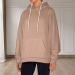 Women's Mocha Mousse Solid Flannel Hoodie