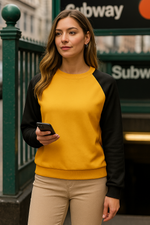 Women's Carrot Orange & Black Solid Sweatshirt