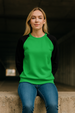 Women's Green & Black Solid Sweatshirt