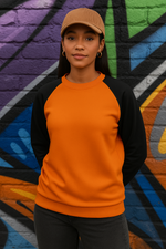 Women's Deep Carrot Orange & Black Solid Sweatshirt