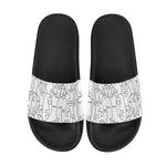 Women's White Face Doodle Print Sliders Sandal