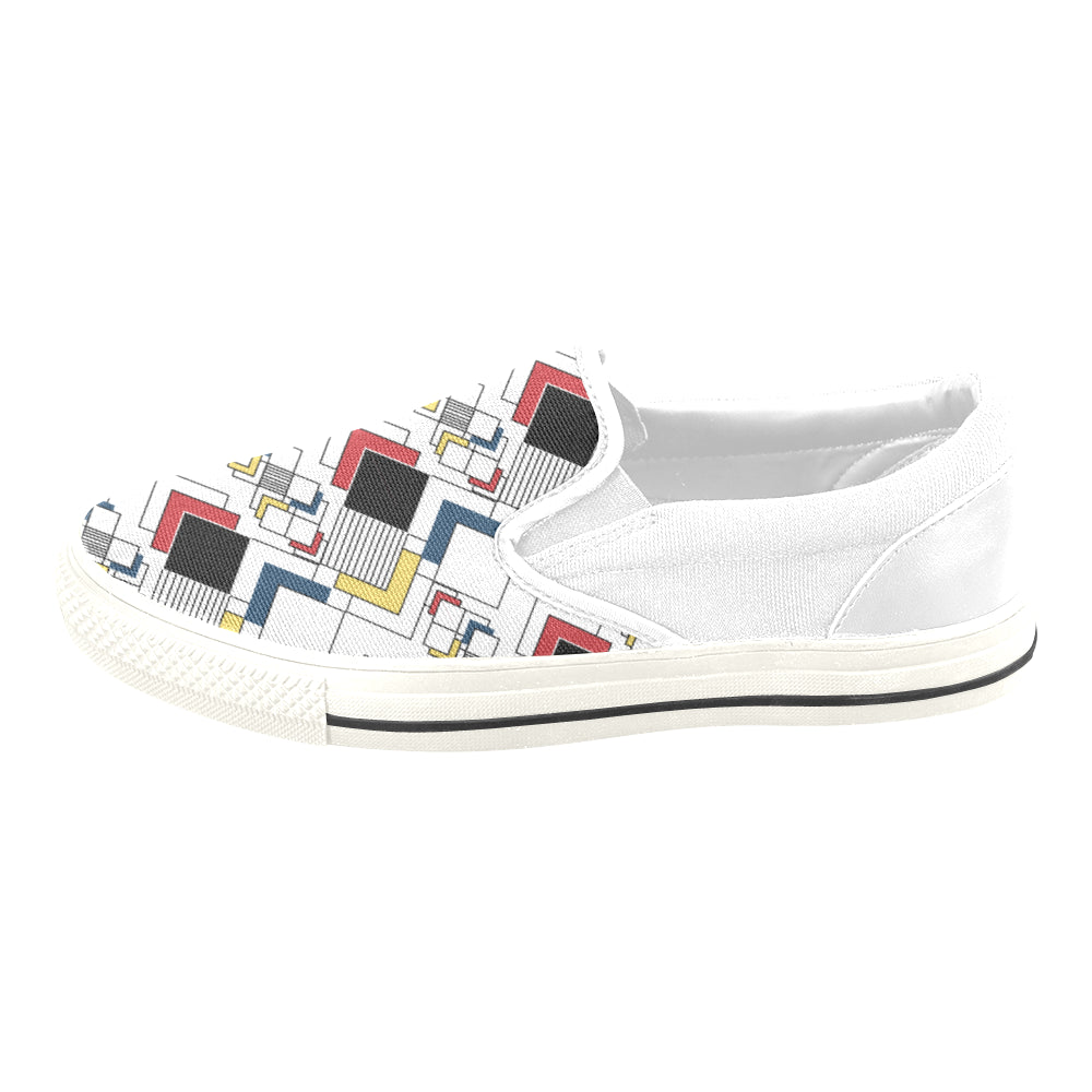 Men's Clashing Cubes Geometrical Print Slip-on Canvas Shoes