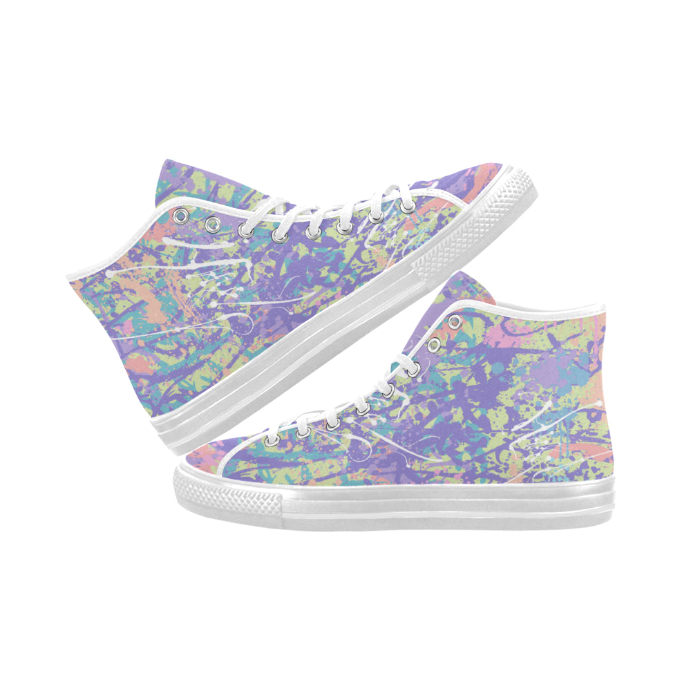 Women's Pastel Shades Paint Splatter Print Canvas High Top Shoes