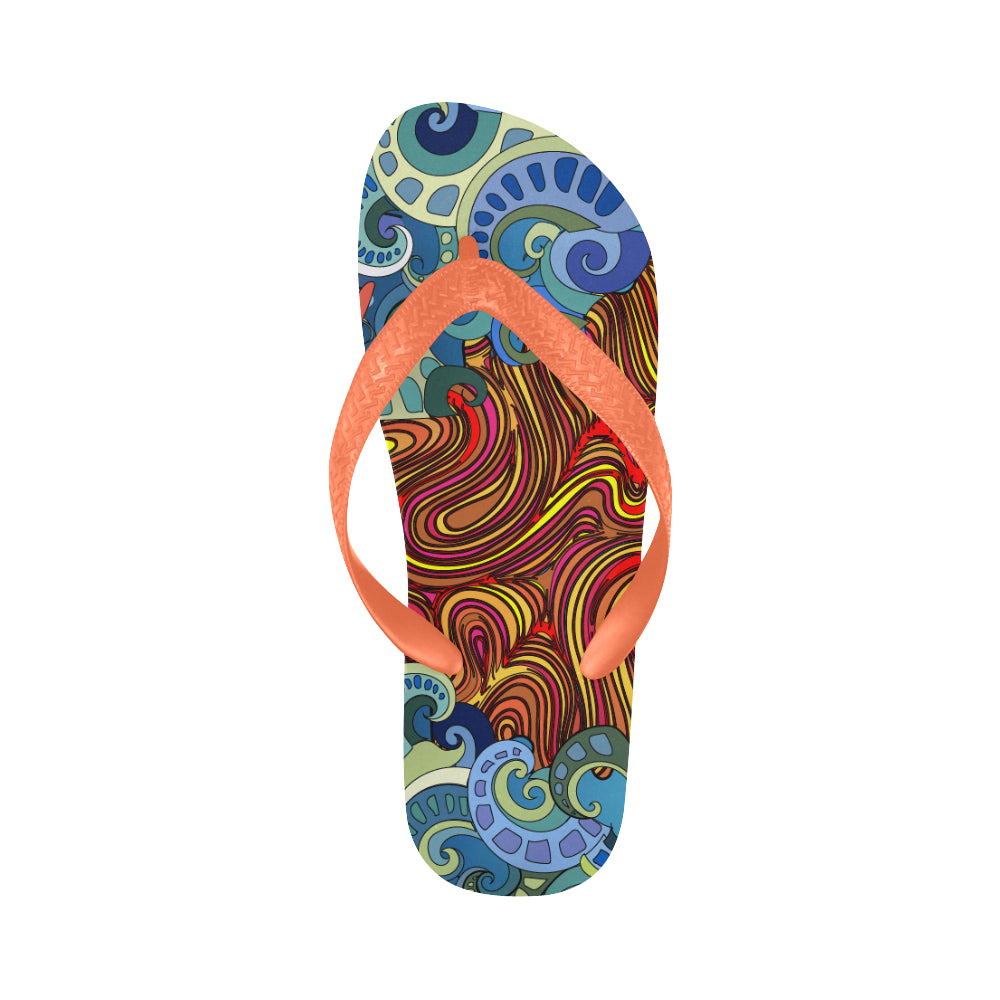 Men's Trippy Sun Psychedelic Print Flip Flops