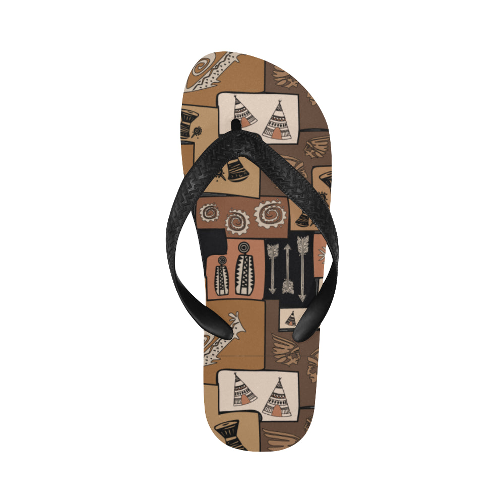 Men's  Earthy Blocks Tribal Print Flip Flops