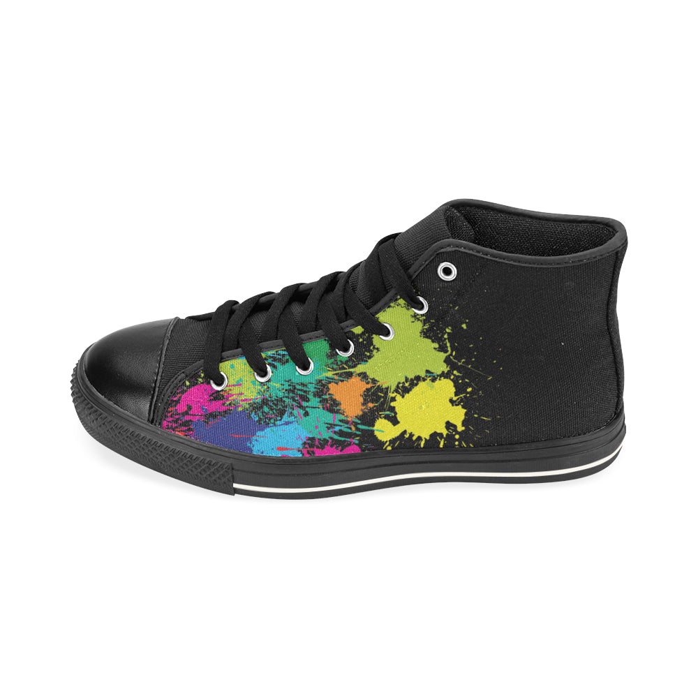 Men's Holi Paint Splatter Print Canvas High Top Shoes