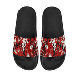 Men's Cherry Red Floral Print Canvas Sliders Sandal