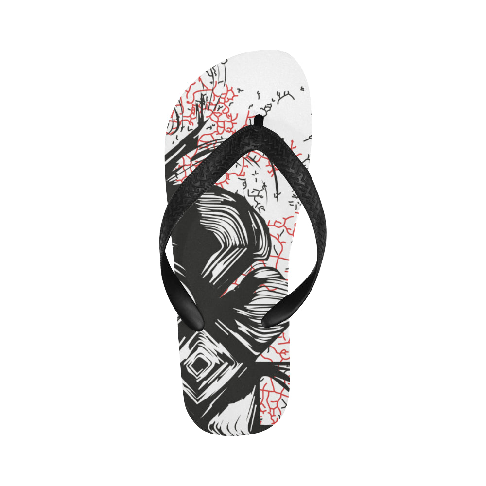 Women's Mystic Black Doodle Print Abstract Flip Flops