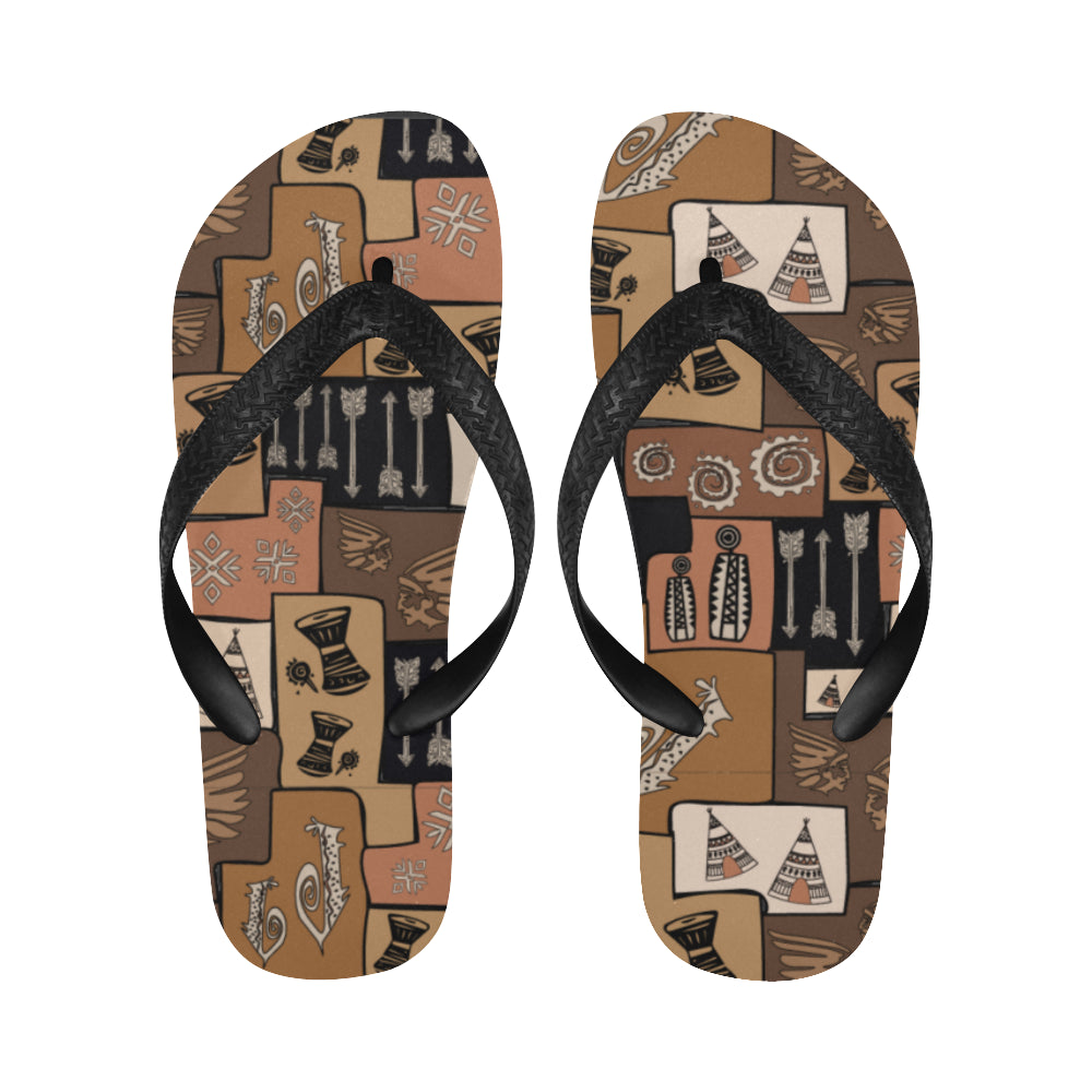 Men's  Earthy Blocks Tribal Print Flip Flops