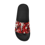 Men's Cherry Red Floral Print Canvas Sliders Sandal