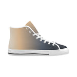 Men's Blue-Peach Solids Print High Top Canvas Shoes