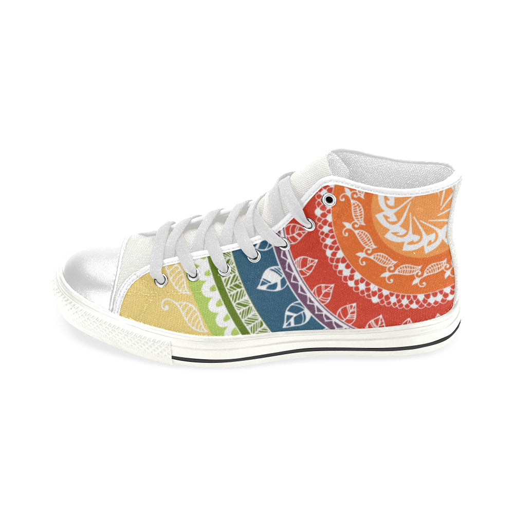 Men's Folksy Mandala Print Canvas High Top Shoes