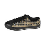 Men's Brown Checks Print Low Top Canvas Shoes
