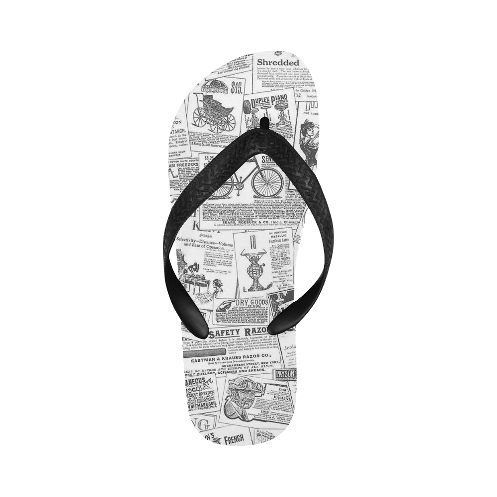Women's Newspaper Print Abstract Flip Flops