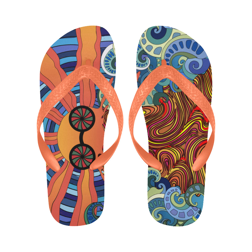 Men's Trippy Sun Psychedelic Print Flip Flops