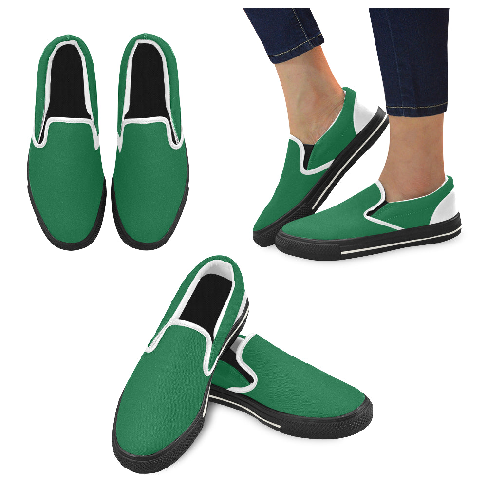 Men's Bottle Green Solids Print Canvas Slip-on Shoes