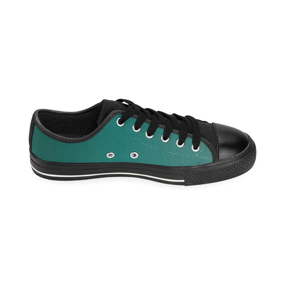 Men's Aqua Green Solids Print Canvas Low Top Shoes