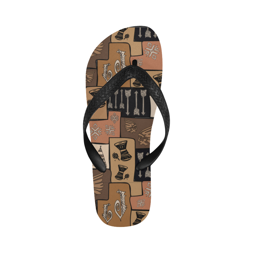 Men's  Earthy Blocks Tribal Print Flip Flops