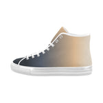 Women's Blue Peach Solids Print High Top Canvas Shoes