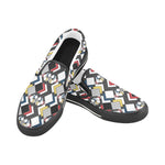 Women's Clashing Cubes Geometrical Print Slip-on Canvas Shoes