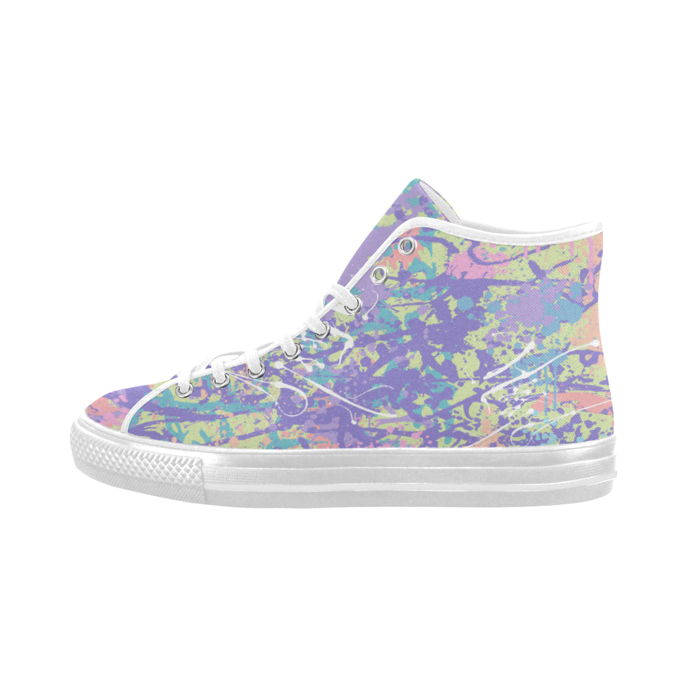 Women's Pastel Shades Paint Splatter Print Canvas High Top Shoes