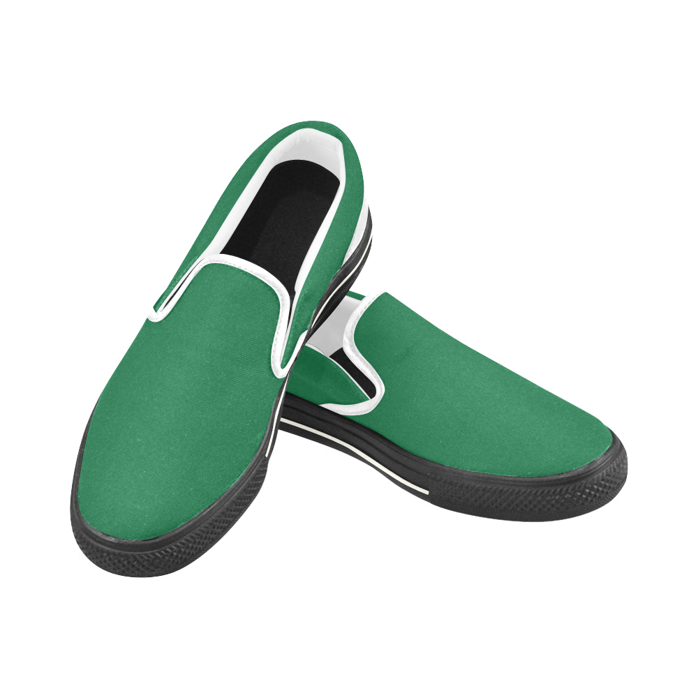 Men's Bottle Green Solids Print Canvas Slip-on Shoes