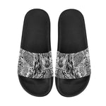 Men's Black and White Doodle Print Canvas Sliders Sandal