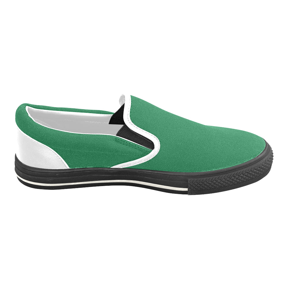 Men's Bottle Green Solids Print Canvas Slip-on Shoes